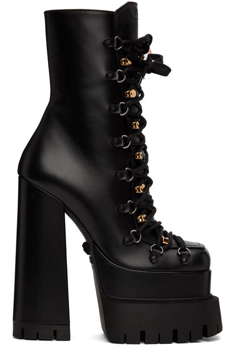 versace black platform boots|More.